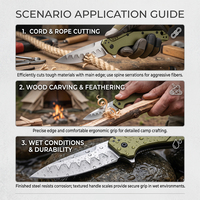 Couteau de poche pliable tactique de survie pour la chasse, le camping et les activités de plein air, avec lame en acier D2 OEM, manche en aluminium et clip.
