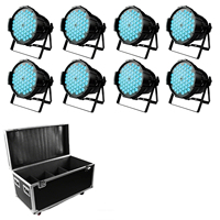 Kit de 8 projecteurs LED Par 54x3W RGBWAUV B22 DMX512 avec flight case, éclairage de scène IP20 pour concerts, DJ, mariages et fêtes