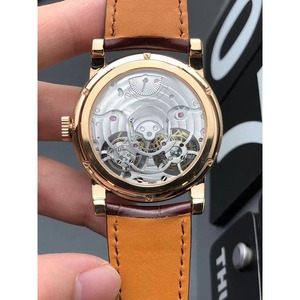Luxurious Men's Rose Gold Stainless Steel Dial Skeletonized Double Tourbillon <b>Automatic</b> Mechanical Movement Business Watch - Product Image 4
