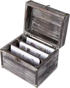 लकड़ी सूचकांक कार्ड बॉक्स लकड़ी नुस्खा कार्ड बॉक्स विभक्त के साथ लकड़ी नुस्खा धारक आयोजक एक्सेंट के साथ छाती रखती है
