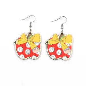 HYLER2470 High Quality Acrylic Drop Earrings Cute Style Apple Design for Weddings and Teacher's Day Gifts for Girls