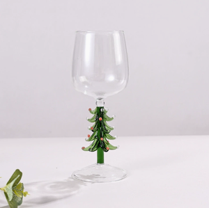 Gobelet à <span class=keywords><strong>vin</strong></span> en verre de Noël réutilisable, écologique, fait main, avec motif d'arbre de Noël 3D, cadeau de Noël transparent - Product Image 5