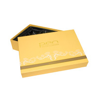 Boîte rigide de luxe dorée avec logo personnalisé, emballage cadeau haut et bas avec insert en mousse