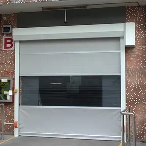 2024 China Produtos quentes Armazém de cortina de tecido PVC automática industrial Porta de ação rápida com uma janela