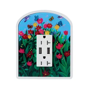 Good End Price Baby-Proof Toggle Electrical Outlet Plug Covers With Tulip Art Design For Wholesale