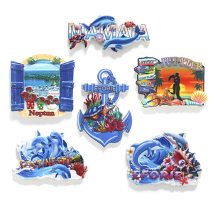 Aimant de réfrigérateur imprimé en gros personnalisé 3D résine plage océan dauphin marin roumanie aimant de réfrigérateur souvenir Costinesti - Product Image 2