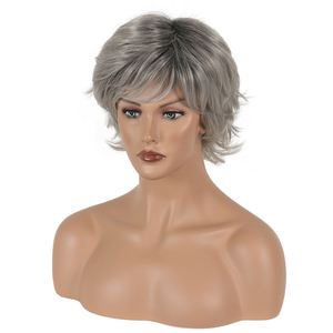 Nouvelle perruque courte bouclée dégradée gris argenté pour femme, accessoires de mode européens et américains - Product Image 5