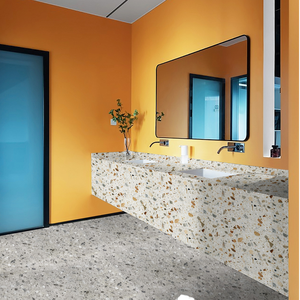 Plans de toilette de salle de bain en <span class=keywords><strong>marbre</strong></span> beige artificiel de conception moderne Lisheng, grande dalle avec garantie de 5 ans pour une utilisation hôtelière - Product Image 1