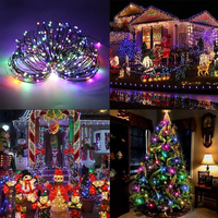 Guirlande lumineuse de Noël décorative pour arbre de Noël, 30 m, 300 LED, fil vert, télécommande cachée, logo personnalisé OEM, vente en gros