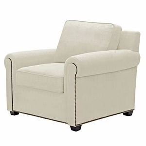 أريكة زاوية تشيسترفيلد من الكتان رائجة البيع، أريكة خشبية حديثة كبيرة بثلاثة مقاعد قابلة للتحويل إلى سرير مع زخارف معدنية وذراعين ملفوفين، يمكن تخصيص الحجم - Product Image 5