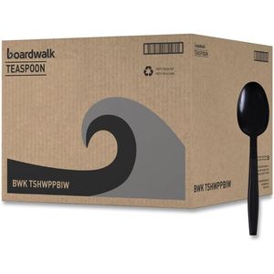 Boardwalk Heavyweight <b>Wrapped</b> Polypropylene Teapoons <b>Black</b> Disposable Spoons 1000/Carton - Product Image 3