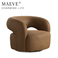 Fauteuil pivotant de luxe moderne en cuir, fauteuil design pour salon, hall d'hôtel, meuble d'appoint rembourré