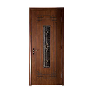 Porta Interna in <span class=keywords><strong>Legno</strong></span> con Vetro Satinato Antico e Disegni Ornamentali Centrali con Listelli su Tutti i Lati - Product Image 1