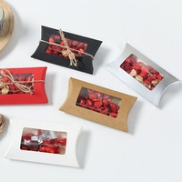 Boîte cadeau en papier kraft noir, rouge, marron avec fenêtre transparente en PVC pour chocolat, bonbons, biscuits, jouets, badges, parfums, leurres de pêche