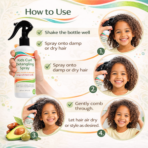 Spray Acondicionador Sin Enjuague para Niños de 8oz para Cabello Rizado, Desenredante para Rizos Sin Enredos con Queratina, Vitamina B5, Aceite de Oliva y Jojoba - Product Image 3