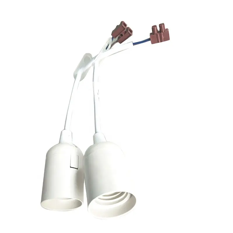 Dudukan Lampu Soket Plastik Liontin E27 DIY dengan Konektor dan Bagian Lampu Kit Liontin Kabel
