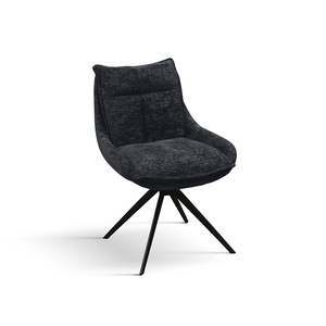 Ensemble de 2 chaises Biagio en tissu noir avec base en métal, chaises de salle à manger d'intérieur - Product Image 1