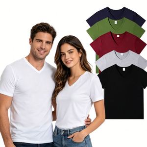 T-shirts de sublimation en gros, 100% polyester, vierges, col en V pour hommes - Product Image 1