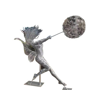 Escultura Hahua de Acero Inoxidable, Figura Hueca, Escultura Metálica para Decoración de Jardín Exterior, Montaje en Suelo, Acabado Pulido - Product Image 4