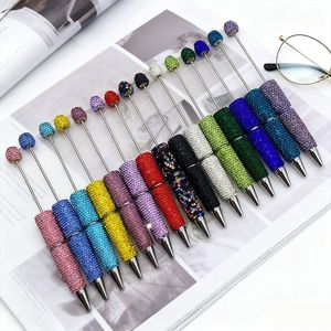 New Black Ink Rhinestone Pen <strong>Plastic</strong> Beaded Pen Ballpoint Pens DIY Jewelry <strong>Beads</strong> Gifts School Office Writing Signature Pen - Product Image 1