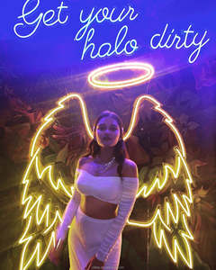 Letrero de Neón LED Acrílico Personalizado con Alas de Ángel y Efecto Halo para Dormitorio, Precio Mayorista para Dropshipping - Product Image 1
