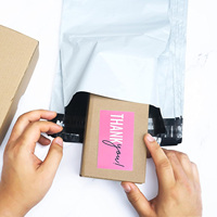 Autocollants personnalisés roses « Merci » pour l'emballage de produits faits main, étiquettes de logo pour petites entreprises