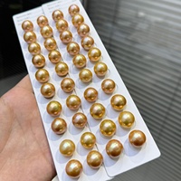 Perles Edison d'eau douce de 14 à 15mm de grande taille teintées de couleur dorée Qualité AAA en paires pour la fabrication de bijoux Perles en vrac