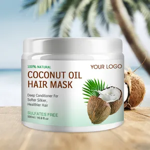 Oem etiqueta privada el pelo hidratante máscara hidratante de aceite de coco de vapor reparación cabello máscara para el cabello dañado