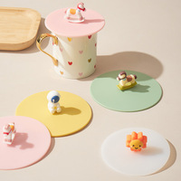 Couvercle en silicone de qualité supérieure, anti-poussière, anti-fuite, de qualité alimentaire, mignon, dessin animé, accessoire universel pour tasses à café en céramique, 12/10 cm