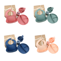 Ensemble de vaisselle en silicone pour bébé, 6 pièces, outil pour enfant, plateau fendu en profondeur, vaisselle écologique pour bébé