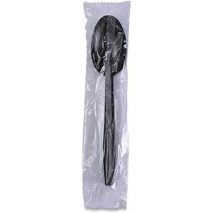 Boardwalk Heavyweight <b>Wrapped</b> Polypropylene Teapoons <b>Black</b> Disposable Spoons 1000/Carton - Product Image 4