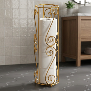 Portarrollos de Papel de Lujo en Latón, Diseño Circular, Estilo Tradicional, Soporte para Papel Higiénico de Baño - Product Image 4