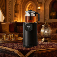 Nouveau Samovar Turc Moderne Électrique Intelligent à Température Contrôlée, avec Deux Pots en Verre, Machine à Eau Chaude Sous Vide, Fourniture d'Usine