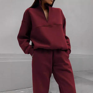 Ensemble de survêtement décontracté pour femme 2026, col montant, manches longues, pantalon long, avec fermeture éclair délavée et détails zippés - Product Image 1