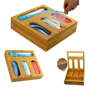 5 Pieces Bamboo Kitchen Drawer Ziplock Bag Storage Box Compatible Food Storage Bag Organizer Holders