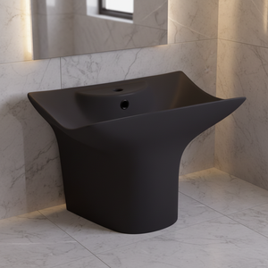 Lavabo de salle de bain en porcelaine, lavabo en céramique artistique à trou unique, 5 mm d'épaisseur, anti-décoloration, garantie 5 ans, 9L - Product Image 1