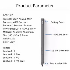 HK-HHT <span class=keywords><strong>Lenovo</strong></span>ธุรกิจปากกาสไตลัสสําหรับ<span class=keywords><strong>Lenovo</strong></span> P11 P11 Plus P11 Pro P11 2021 แบตเตอรี่สีเทาดินสอสําหรับแท็บเล็ตใหม่ - Product Image 4