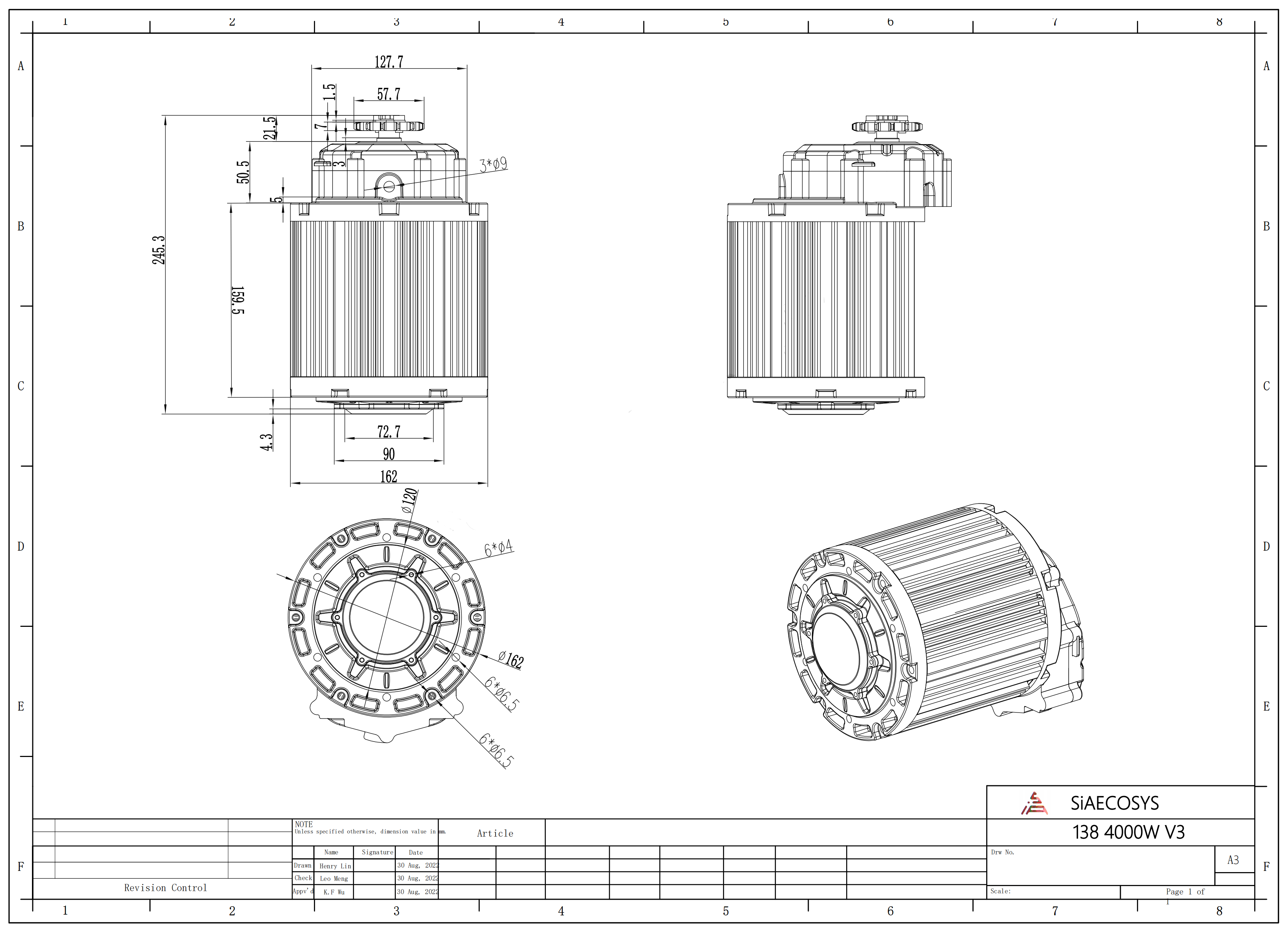 QS 138 90H V4 4KW 7.5KW Mid Drive Motor - High Efficiency