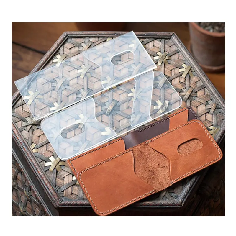 Plantillas de cuero acrílico soporte Vertical para tarjetas con billetera de efectivo funda patrón Acrílico