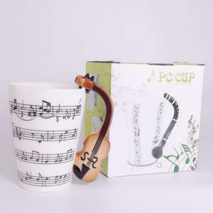 Taza Ecológica de Porcelana con Diseño de Instrumento Musical 3D, 400 ml, Diseño de Notas Musicales, para Té, Café, Leche - Product Image 4