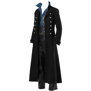 Veste longue vintage médiévale d'Halloween, vêtements pour hommes noirs, gothique steampunk punk, trench-coat pour hommes, surdimensionné, rétro, guerrier, chevalier - Product Image 4