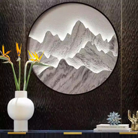 Peinture décorative circulaire pour le salon éclairage paysage œuvres 3D décor de matériaux mixtes avec lumière LED Art mural