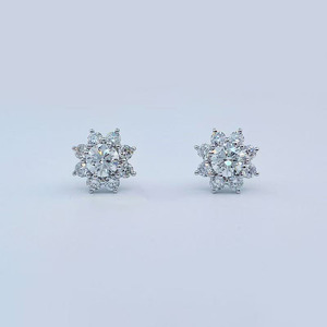 Boucles d'oreilles clous en platine Pt950 avec diamants <span class=keywords><strong>de</strong></span> laboratoire en forme <span class=keywords><strong>de</strong></span> <span class=keywords><strong>tournesol</strong></span>, scintillantes et brillantes, pour femme, bijoux fins, ensemble <span class=keywords><strong>de</strong></span> boucles d'oreilles en platine - Product Image 5