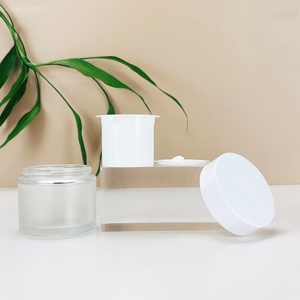 Custom Double Wall Round 50g 80g Glass Skincare Face Cream Container Jar Skincare Glass 50 ml Double Wall Jar with White Cap - Product Image 4
