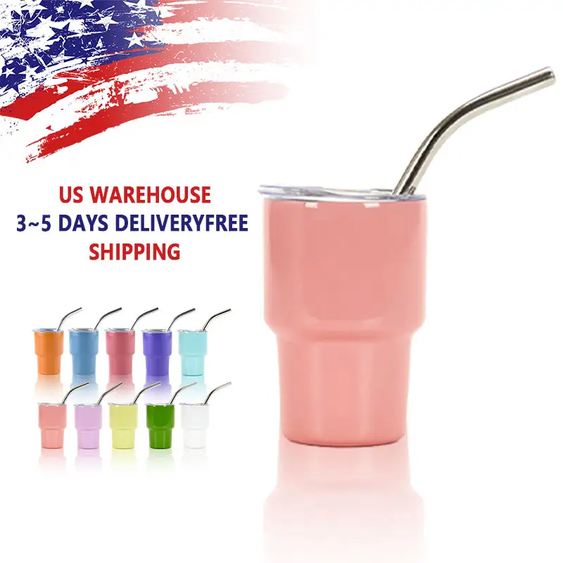 USA Warehousel 3oz Mini bicchiere liquore con coperchio in plastica con metallo paglia bicchierino di vetro con portachiavi