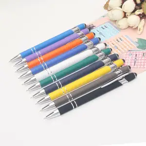 Metal Pen With Ballpoint Advertising Ballpoint Pen Custom Logo Press Rubber Metal Ball Pens With Stylus Promotional Gift Pen