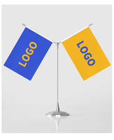 Productos Promocionales de Fabricantes, Bandera de Mesa de Aluminio Personalizada de 21x14cm, 100% Poliéster, Logotipo Impreso Digital, Duradera