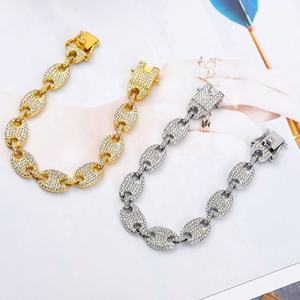 Matériau en alliage glacé avec <span class=keywords><strong>bracelet</strong></span> à chaîne cubaine en <span class=keywords><strong>grain</strong></span> <span class=keywords><strong>de</strong></span> <span class=keywords><strong>café</strong></span> Hip Hop 12mm - Product Image 4