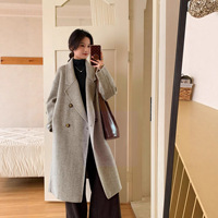 Poncho long en laine 100% blanche, style coréen, double face, épais, vintage, double boutonnage, haut de gamme, pour l'hiver