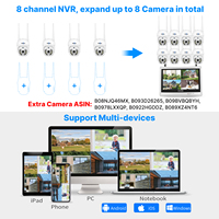 Hiseeu Drahtloses Sicherheits-CCTV-Kamerasystem mit Automatischer Personenverfolgung WLAN PTZ-Kamera 12-Zoll-Monitor Drahtloses Sicherheitskamerasystem